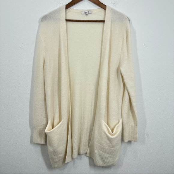 Madewell Women's Size XS Cream Wool Alpaca Blend Open Longline Cardigan Pockets - Picture 1 of 6